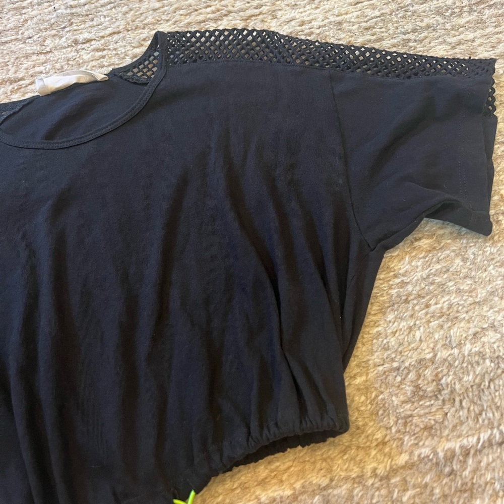 Black Mesh Crop Top - Picture 2 of 8